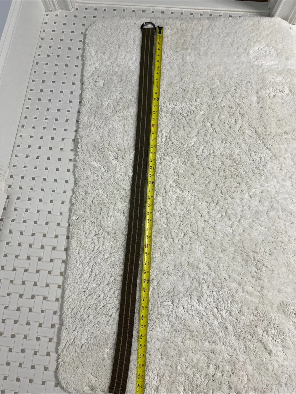 Olive Green Striped Long Fabric Belt